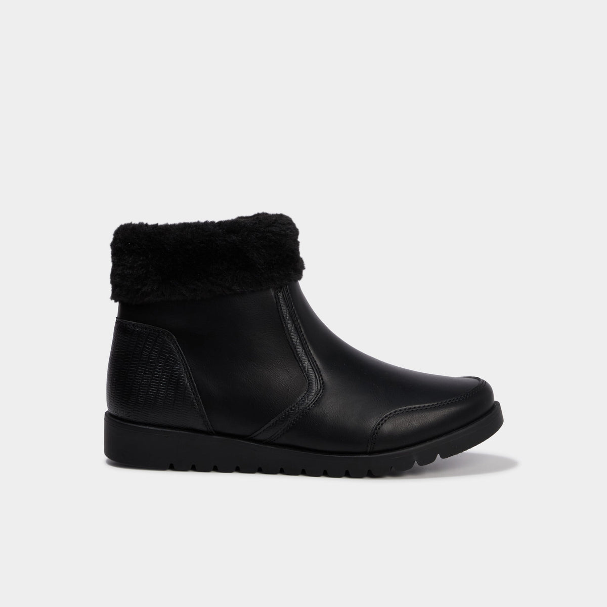 Boots zippées doublure fausse fourrure noir femme - 2