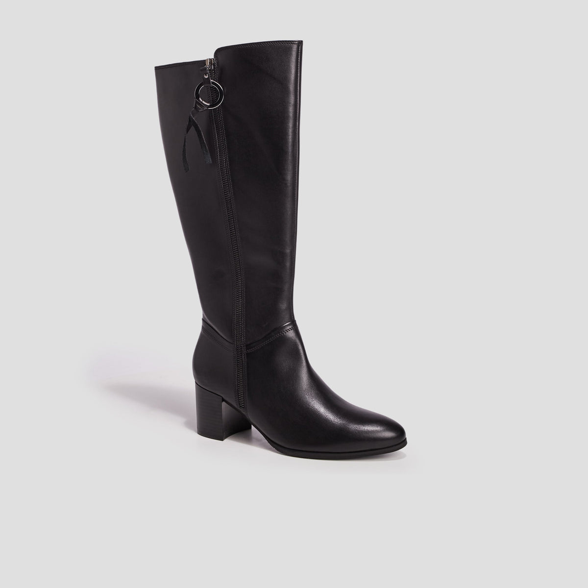 Bottes à talons en cuir noir femme - 1