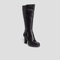Bottes cuir à talons avec boucles noir femme - 1
