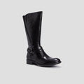 Bottes en cuir avec brides noir fille - 1