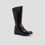 Bottes en cuir avec brides noir fille - 1