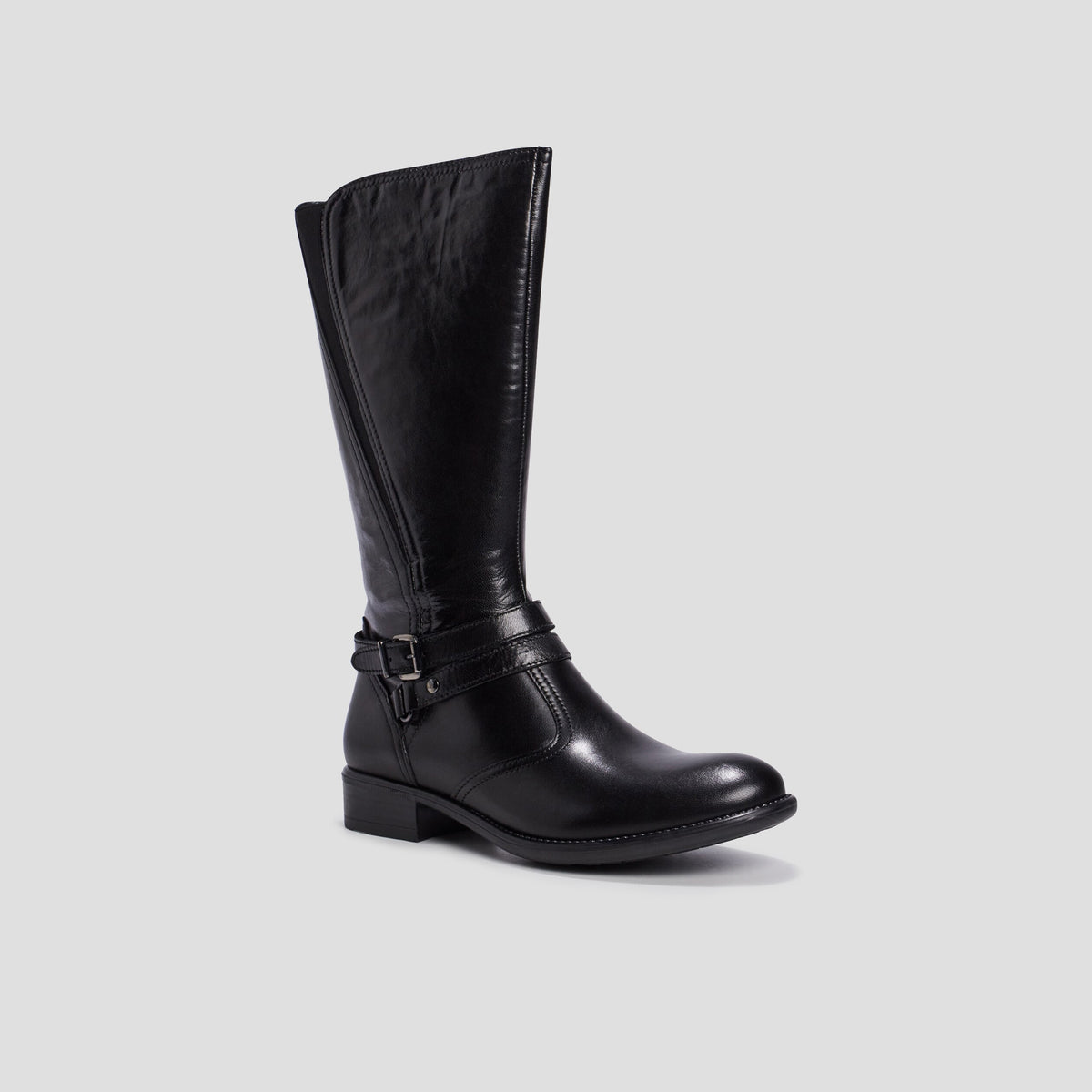 Bottes en cuir avec brides noir fille - 1