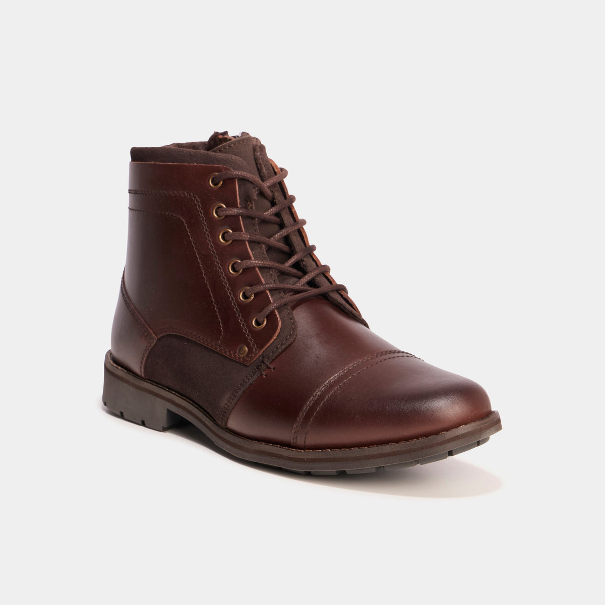 Bottines à lacets en cuir marron homme - 1