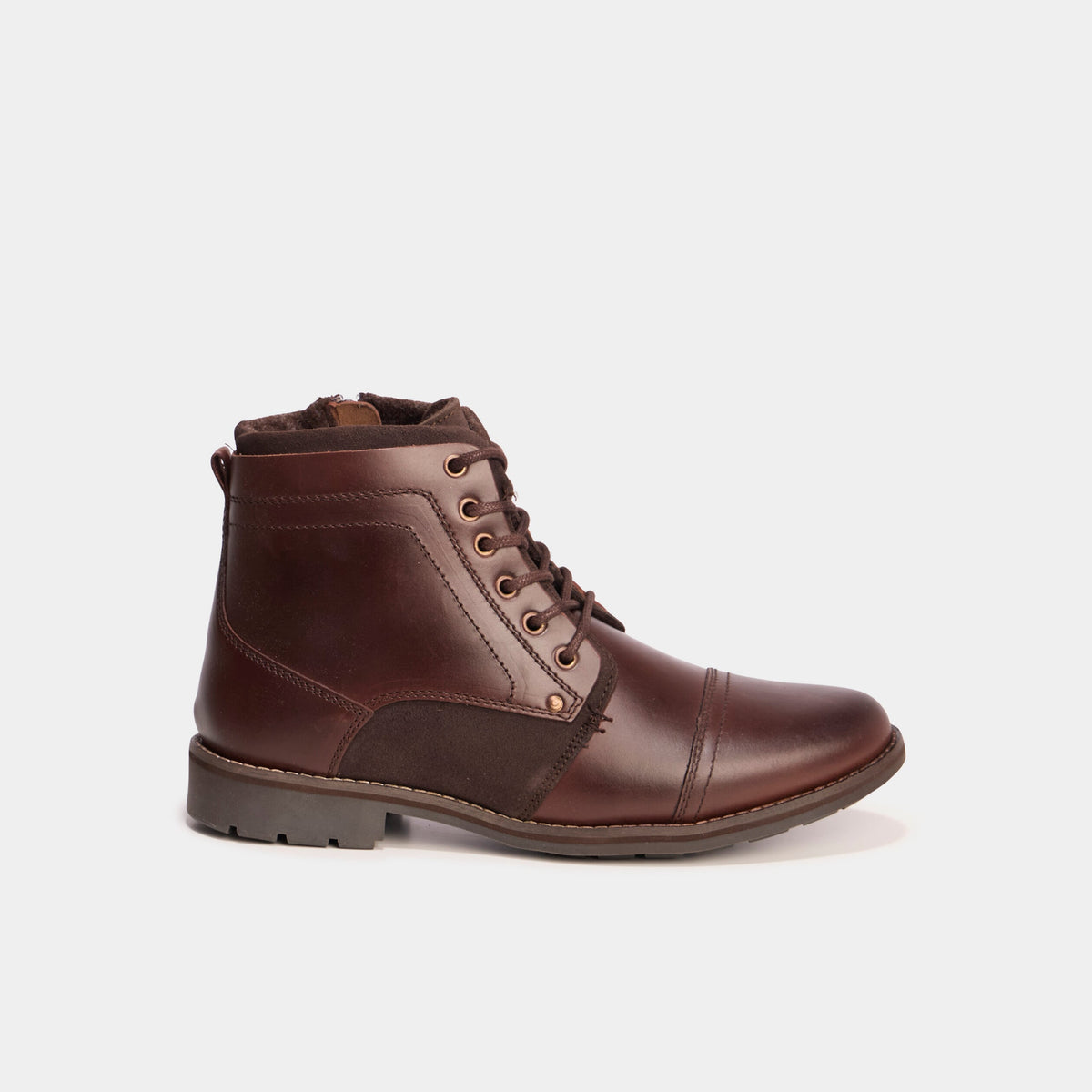 Bottines à lacets en cuir marron homme - 2