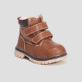 Bottines à scratchs fourrées marron bébé garçon - 1