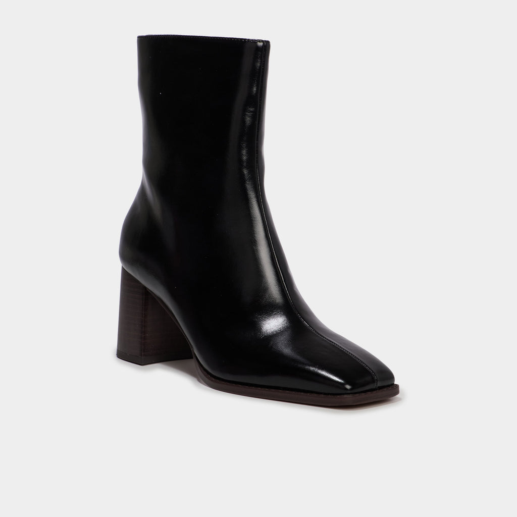 Bottines à talon bloc bout carré noir femme - 1