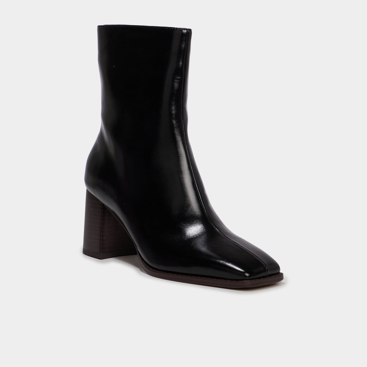 Bottines à talon bloc bout carré noir femme - 1