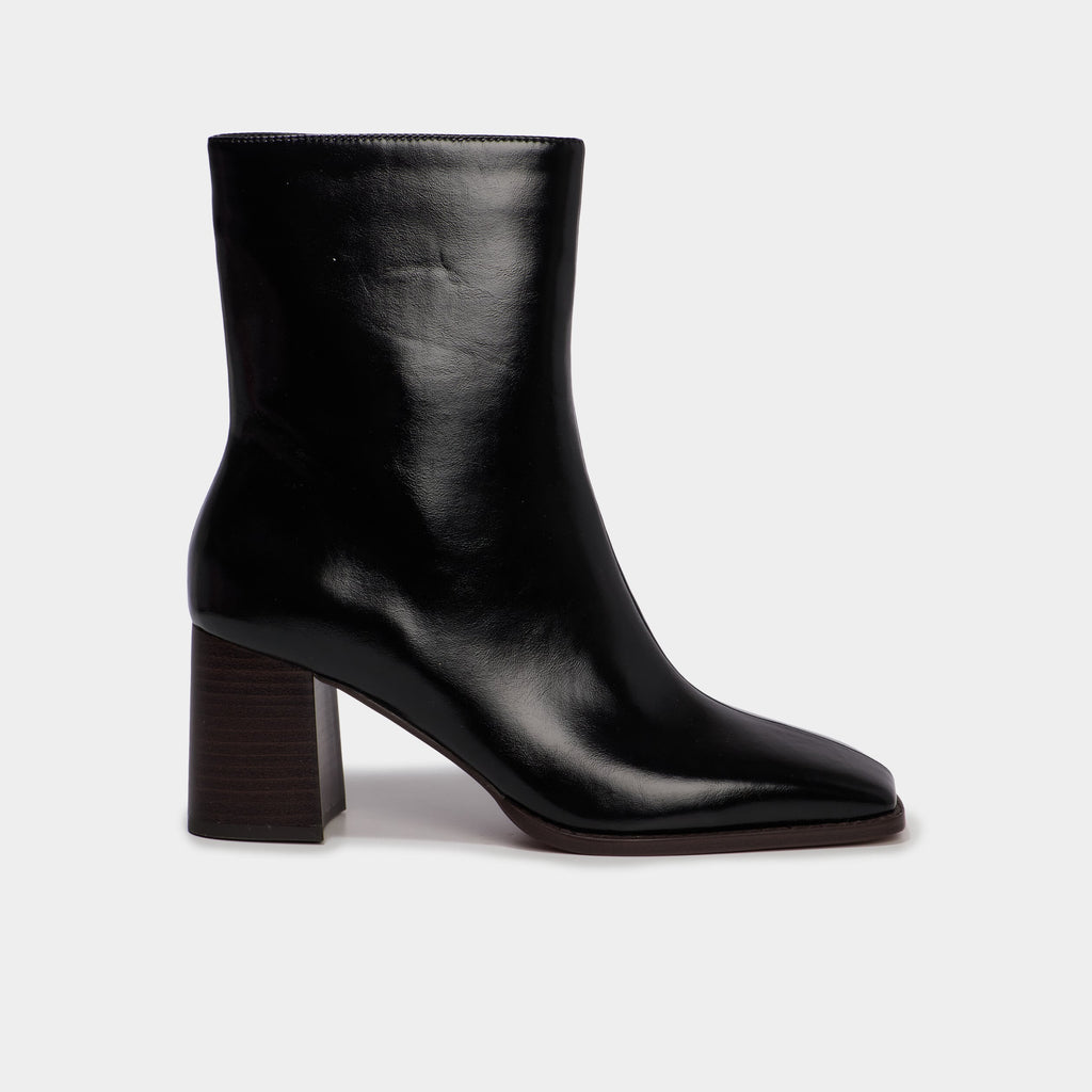 Bottines à talon bloc bout carré noir femme - 2