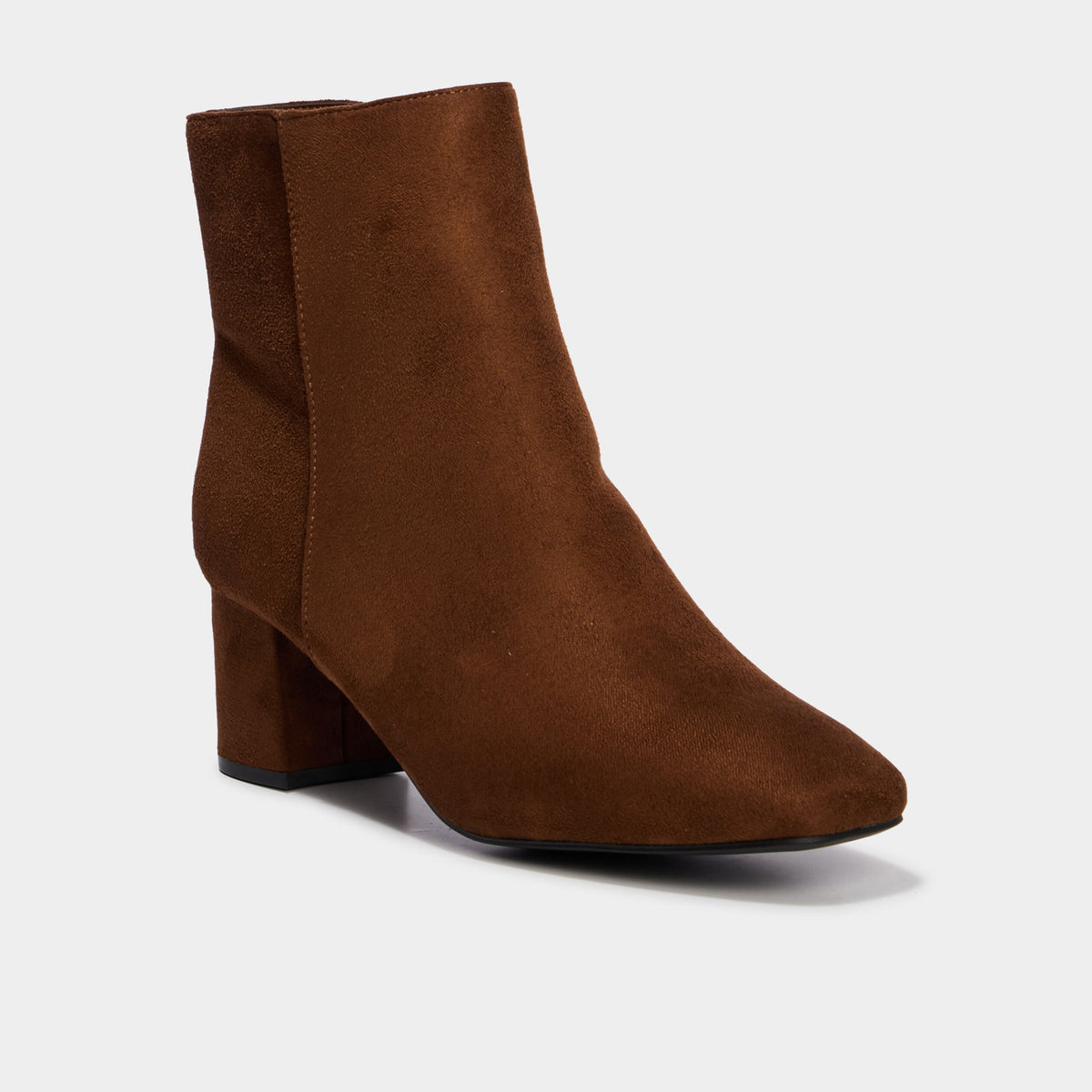 Bottines à talon bloc suédine zip marron foncé femme - 3