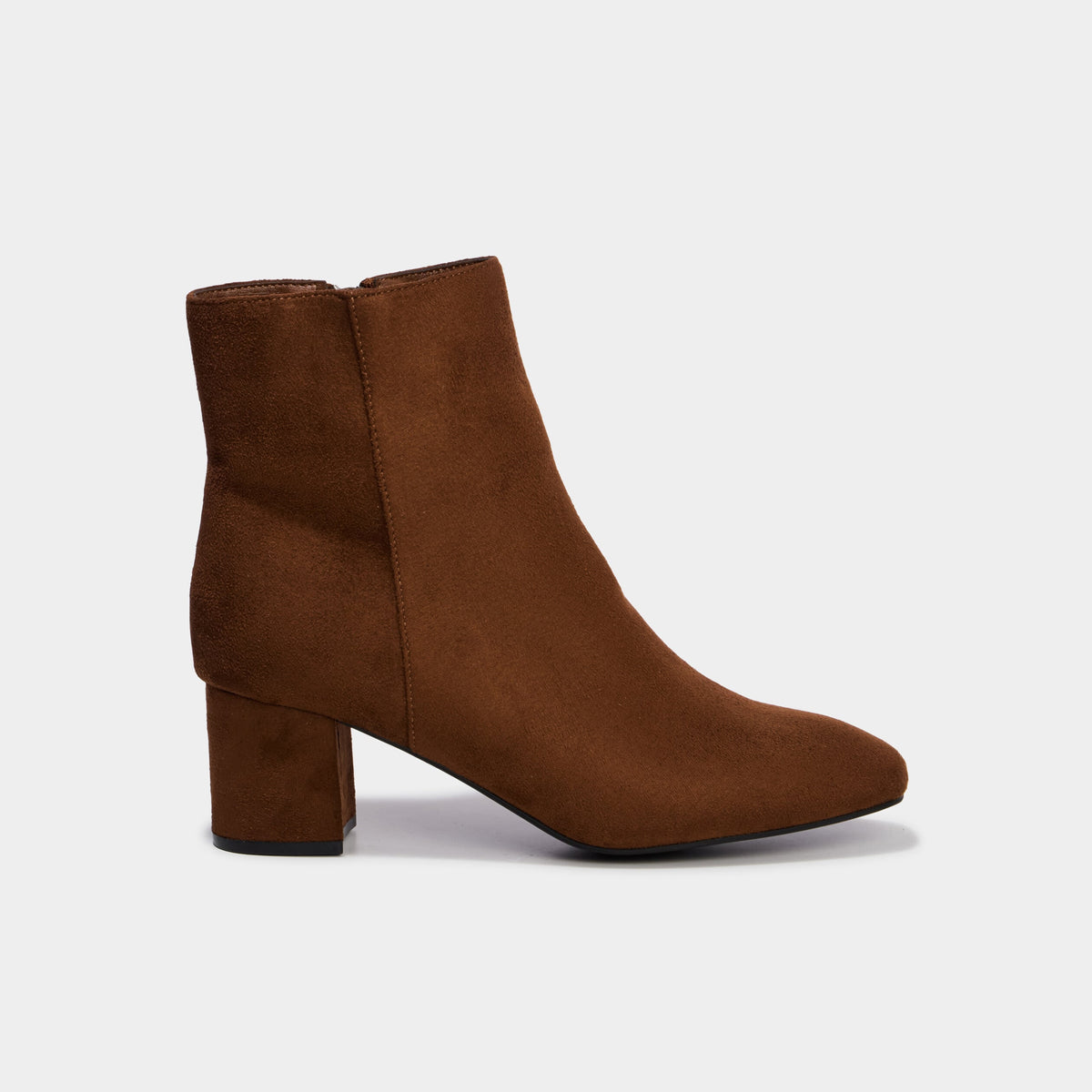Bottines à talon bloc suédine zip marron foncé femme - 4