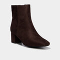 Bottines à talon bloc suédine zip marron foncé femme - 1