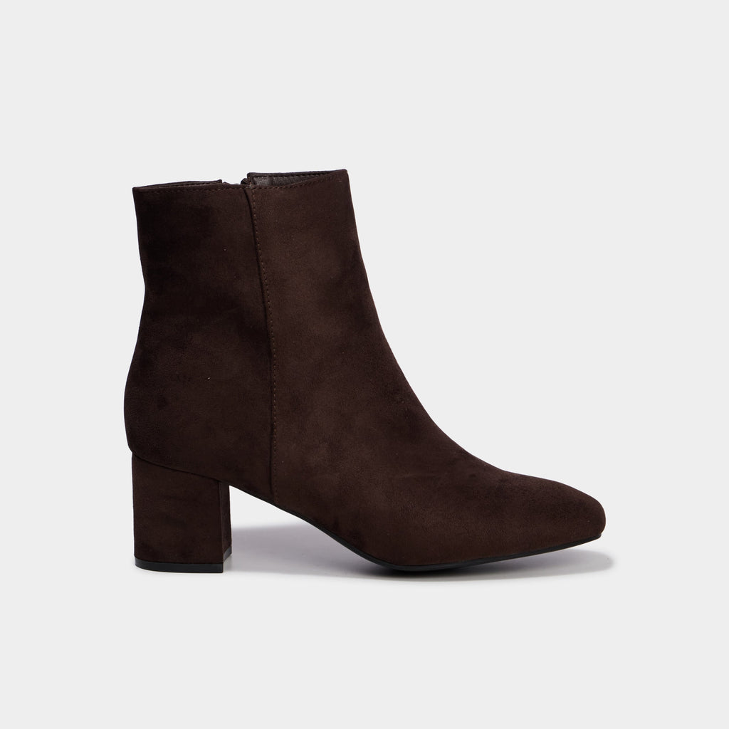 Bottines à talon bloc suédine zip marron foncé femme - 2