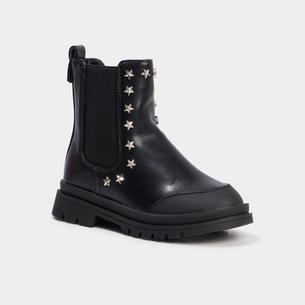 Bottines avec clous étoiles noir fille - 1