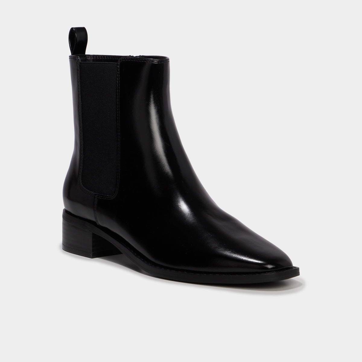 Bottines chelsea bout carré talon bloc noir femme - 1
