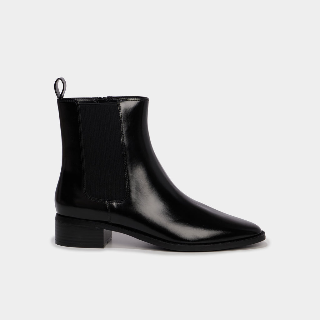 Bottines chelsea bout carré talon bloc noir femme - 2