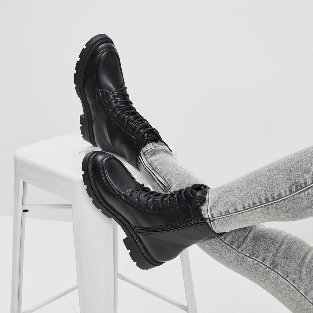 Bottines crantées noir femme - 1