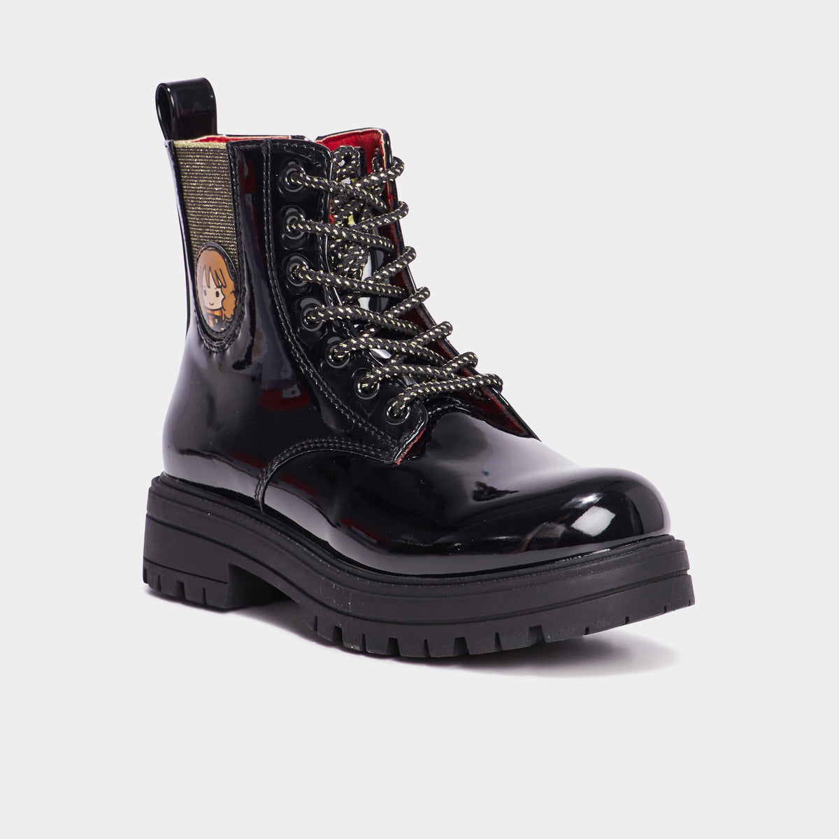 Bottines crantées vernies noir fille - 1