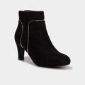 Bottines effet suédine à talons noir femme - 1