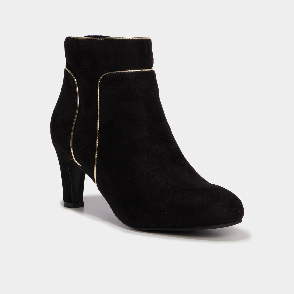 Bottines effet suédine à talons noir femme - 1