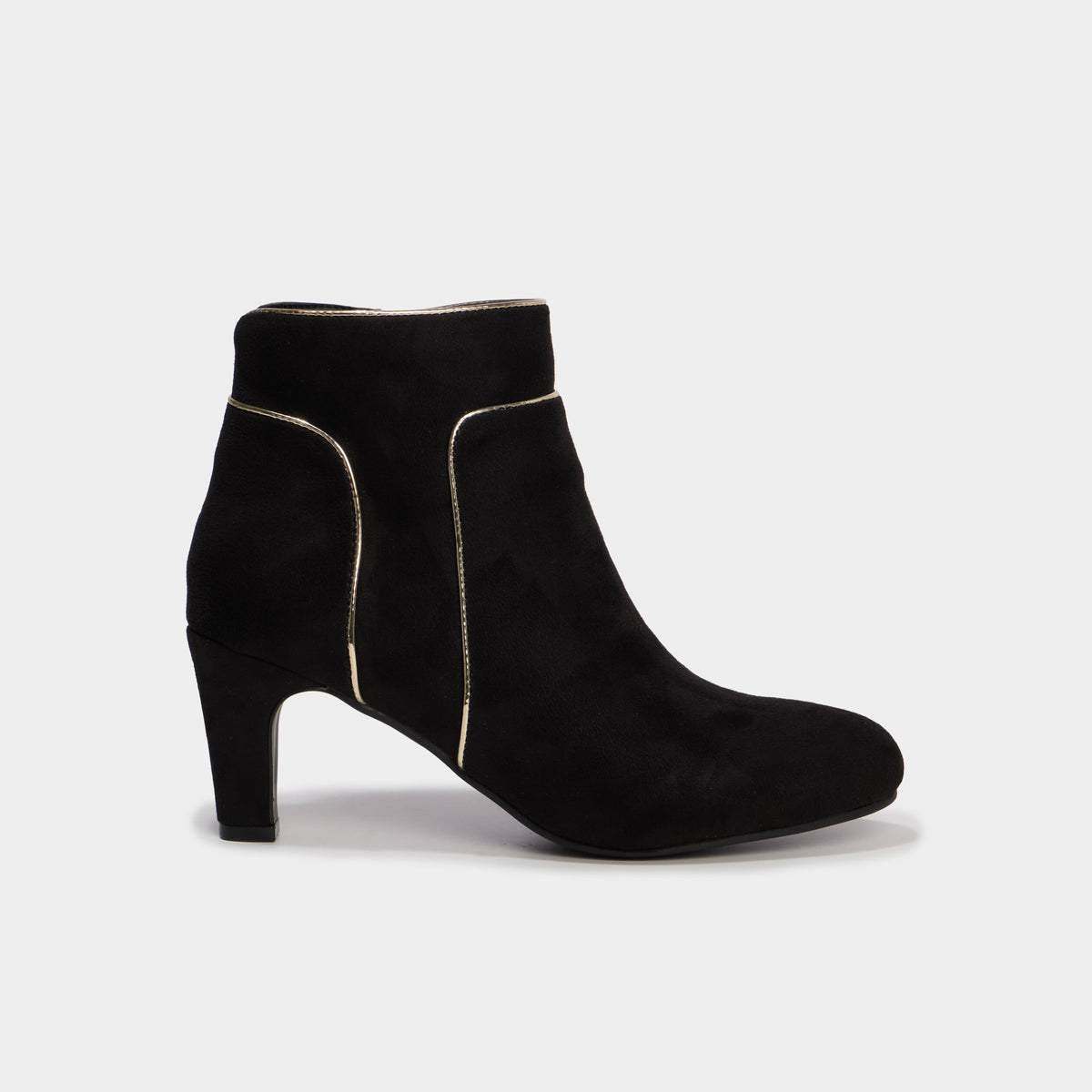 Bottines effet suédine à talons noir femme - 2