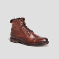 Bottines en cuir à lacets marron homme - 1