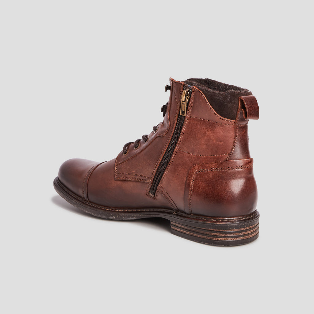 Bottines en cuir à lacets marron homme - 2