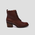 Bottines en cuir à talons carrés marron femme - 1