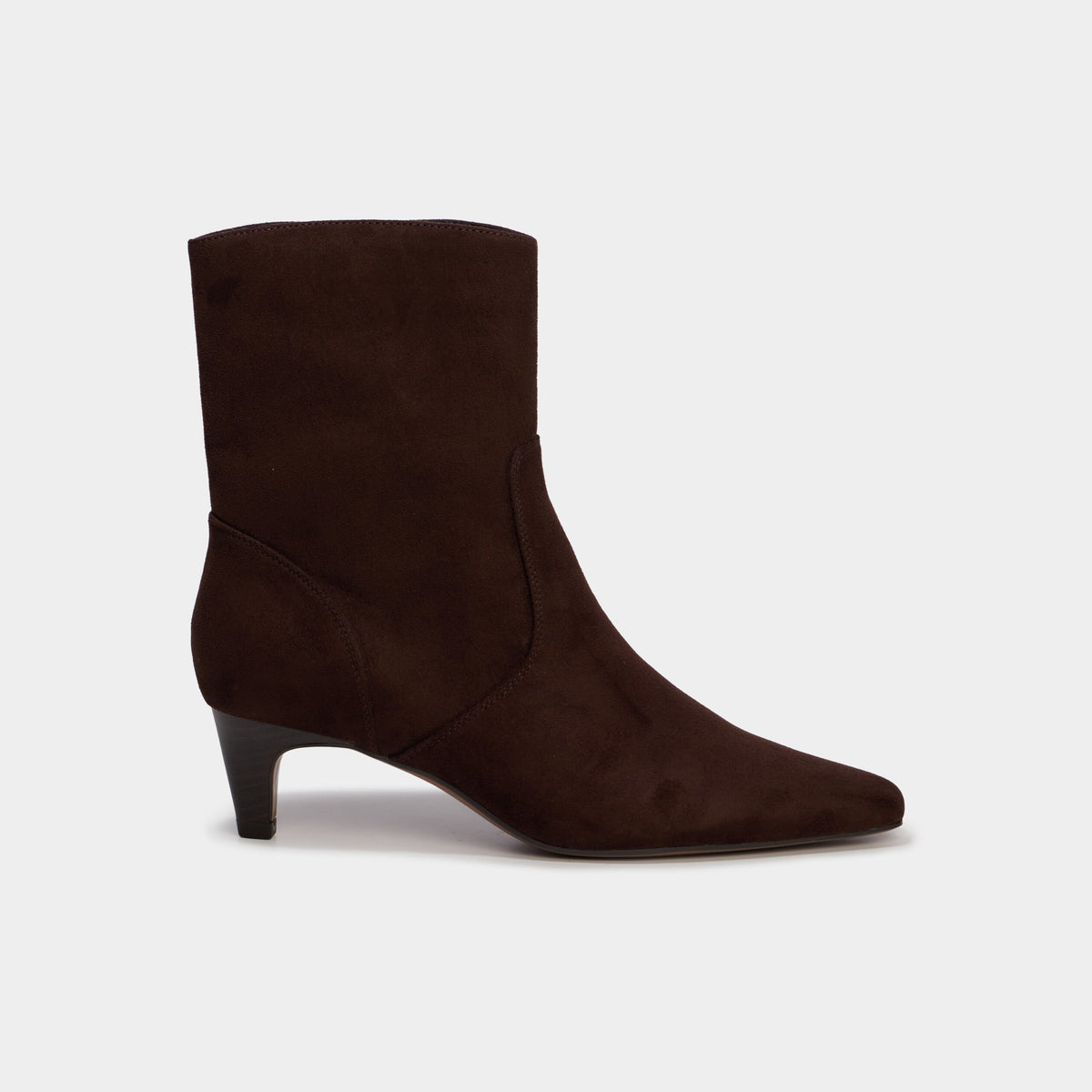 Bottines kitten heel à zip suédine marron foncé femme - 2