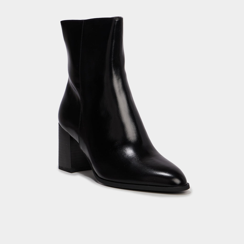 Bottines lisses talon bloc noir femme - 1