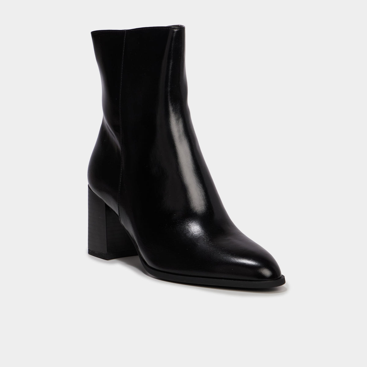 Bottines lisses talon bloc noir femme - 1