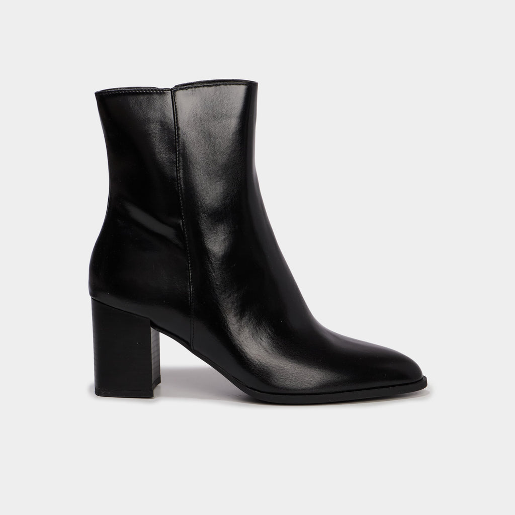 Bottines lisses talon bloc noir femme - 2