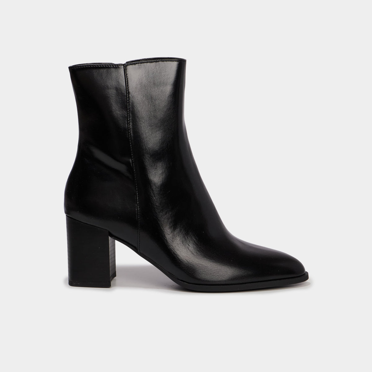 Bottines lisses talon bloc noir femme - 2