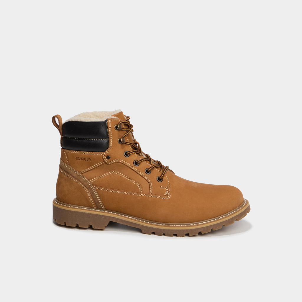 Bottines montantes à lacets en cuir marron clair homme - 2