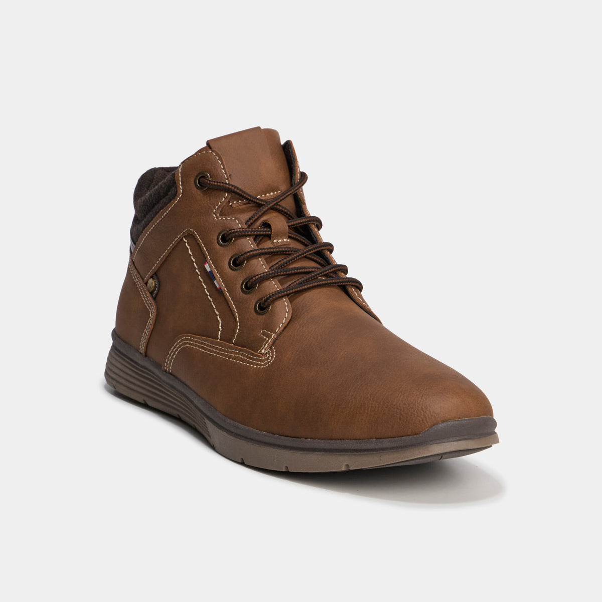 Bottines montantes à lacets marron clair homme - 1