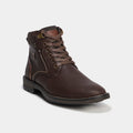 Bottines montantes zippées à lacets marron homme - 1
