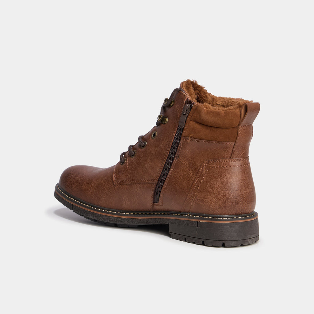Bottines montantes zippées à lacets marron homme - 2