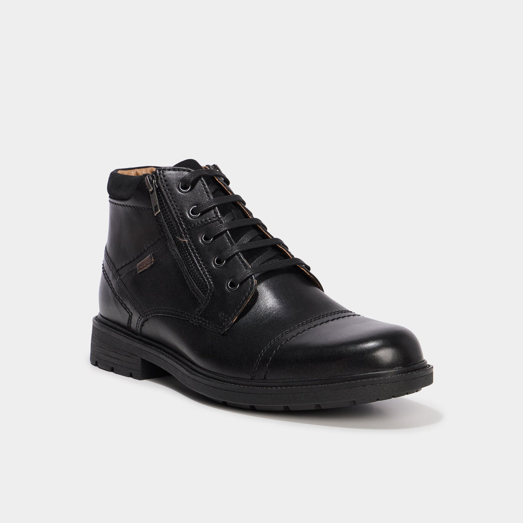 Bottines montantes zippées en cuir noir homme - 1