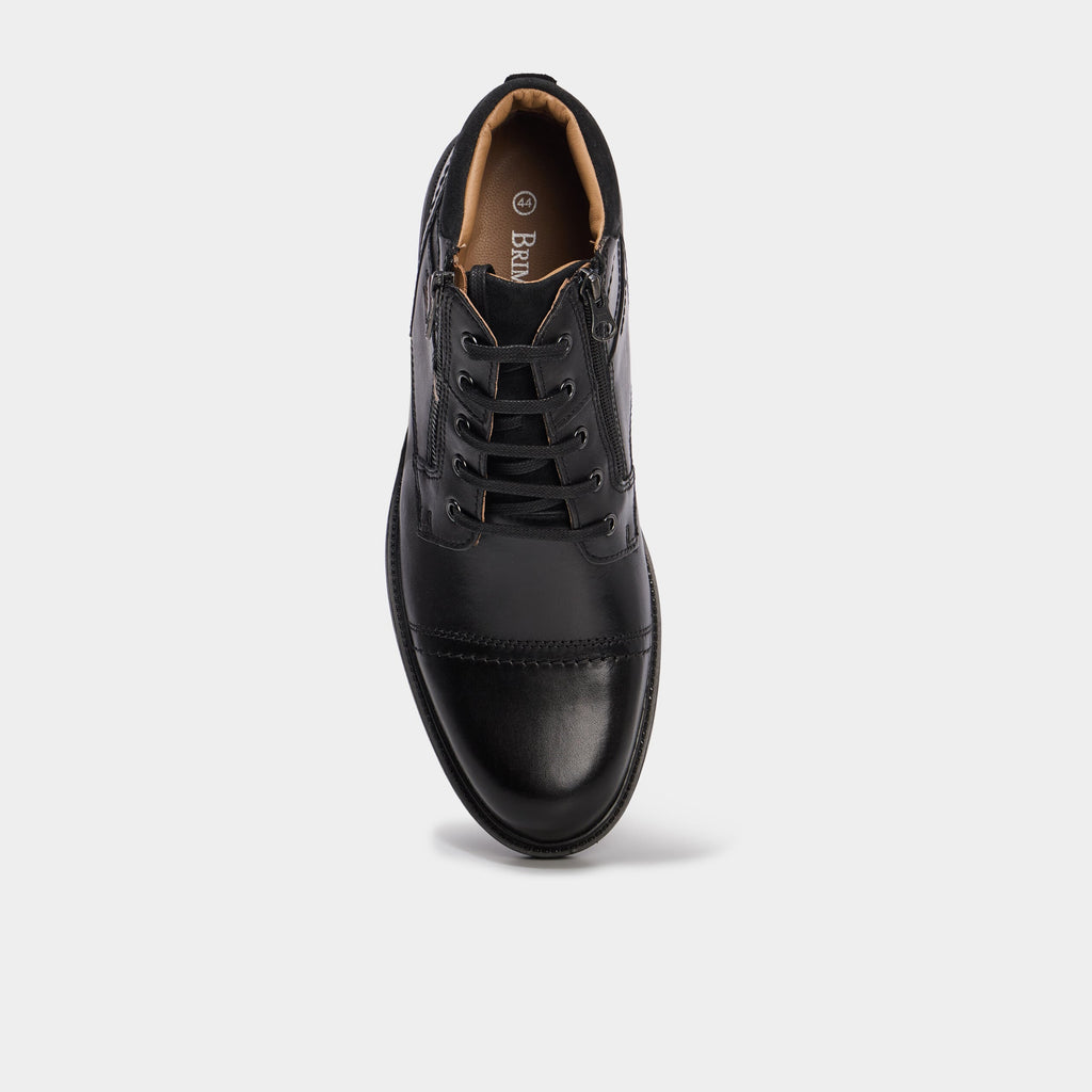 Bottines montantes zippées en cuir noir homme - 2