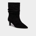 Bottines plissées talon kitten heel noir femme - 1