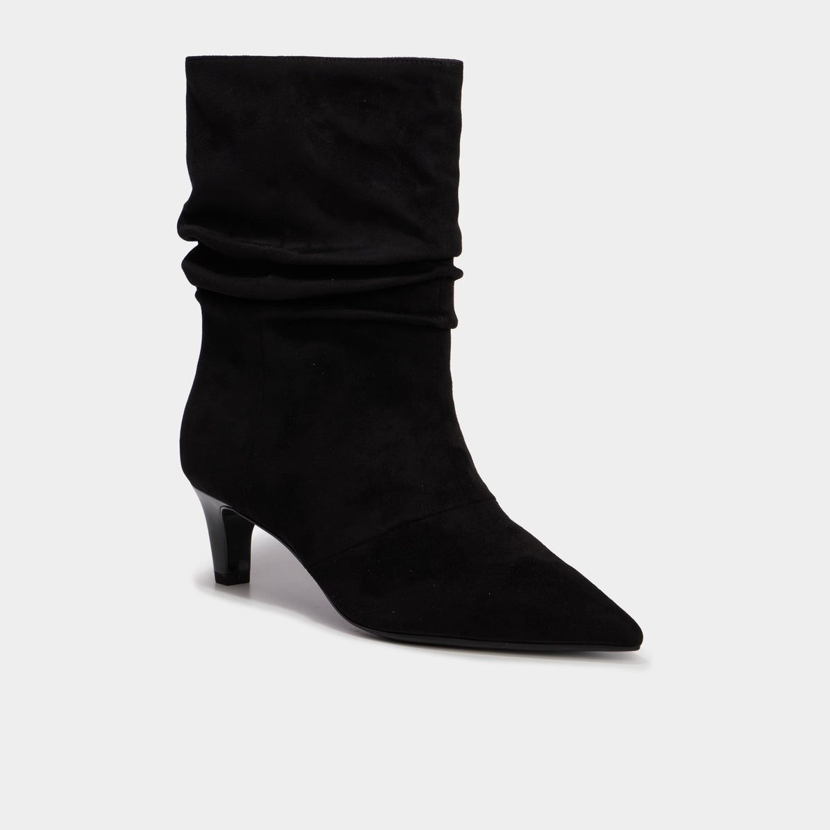 Bottines plissées talon kitten heel noir femme - 1