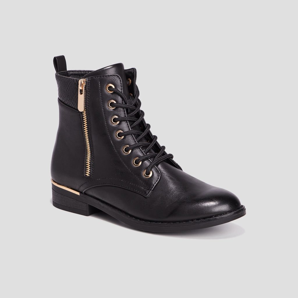 Bottines zippées détail talon noir femme - 1