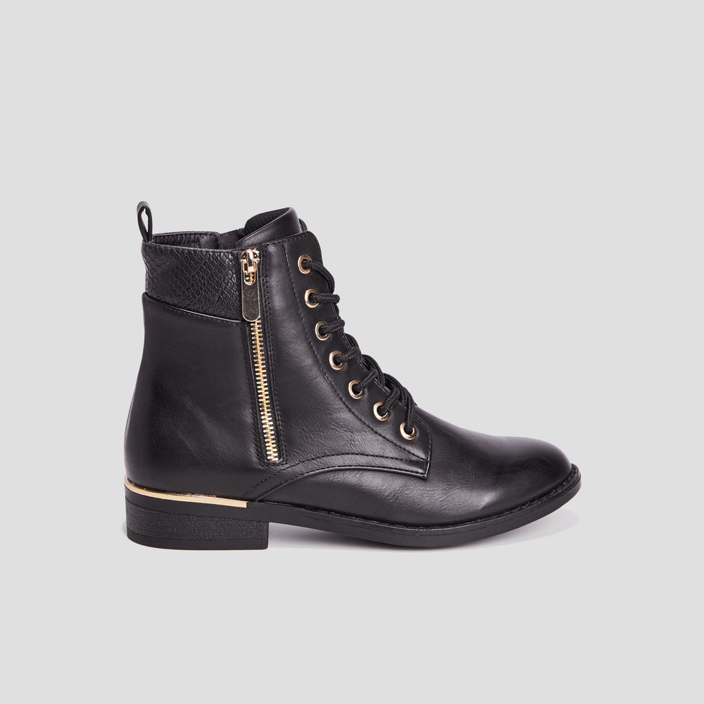 Bottines zippées détail talon noir femme - 2