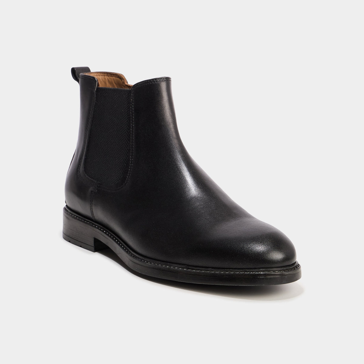Bottines zippées en cuir noir homme - 1