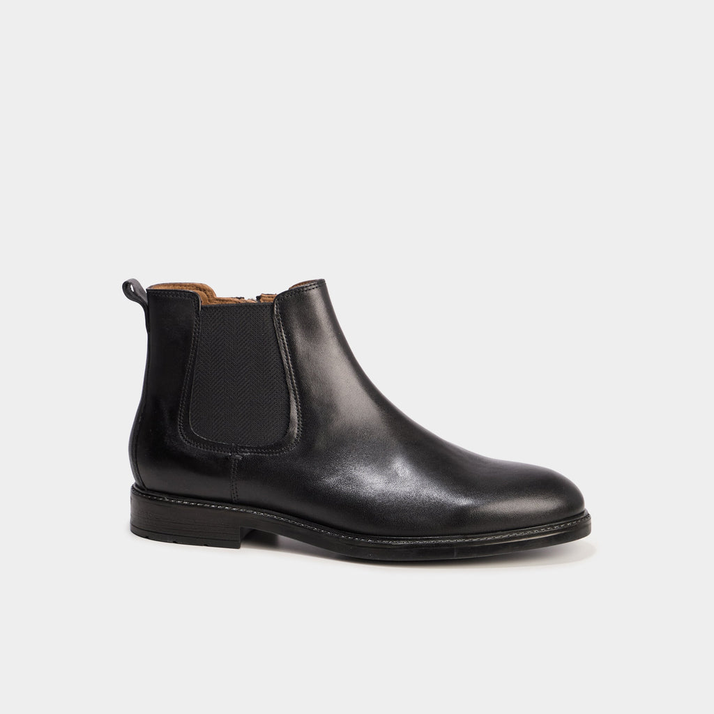 Bottines zippées en cuir noir homme - 2