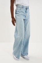 Women's High-Waist Wide-Leg Double Stone Jeans