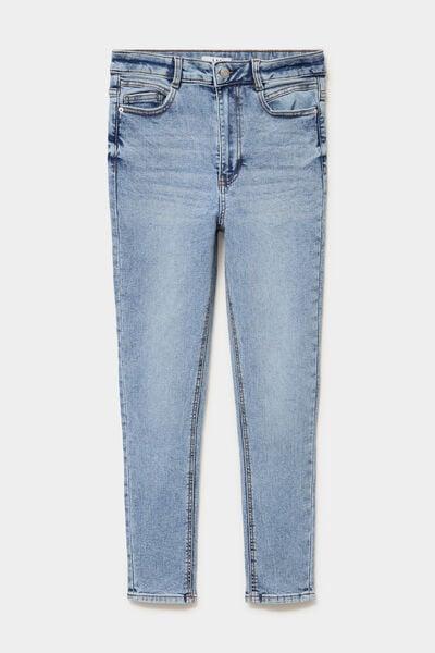 Women's Light Wash High-Waist Cropped Skinny Jeans