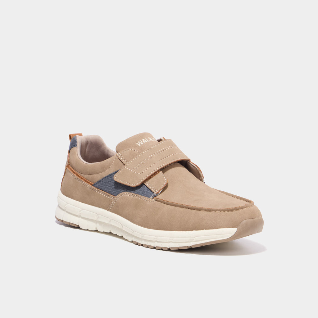 Chaussures bateau à scratchs sable homme - 1
