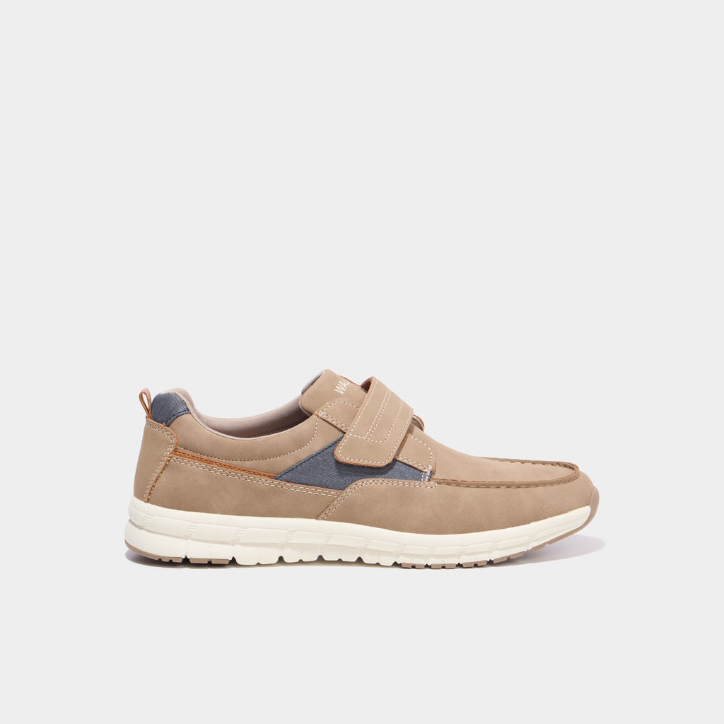 Chaussures bateau à scratchs sable homme - 2