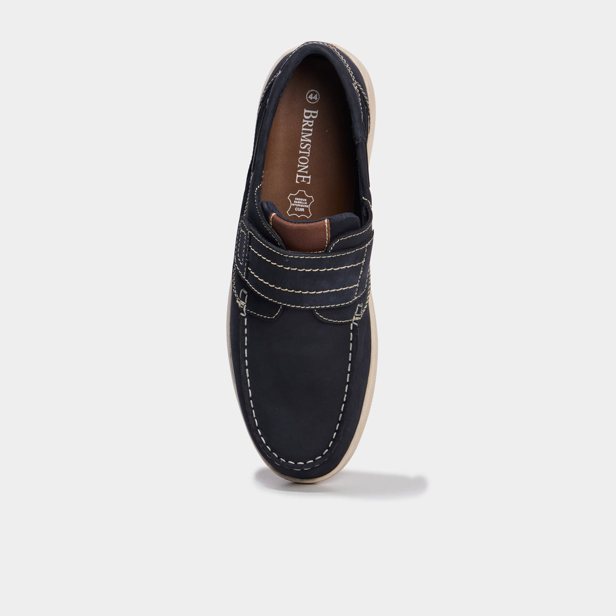 Chaussures bateau en cuir à scratch bleu homme - 2