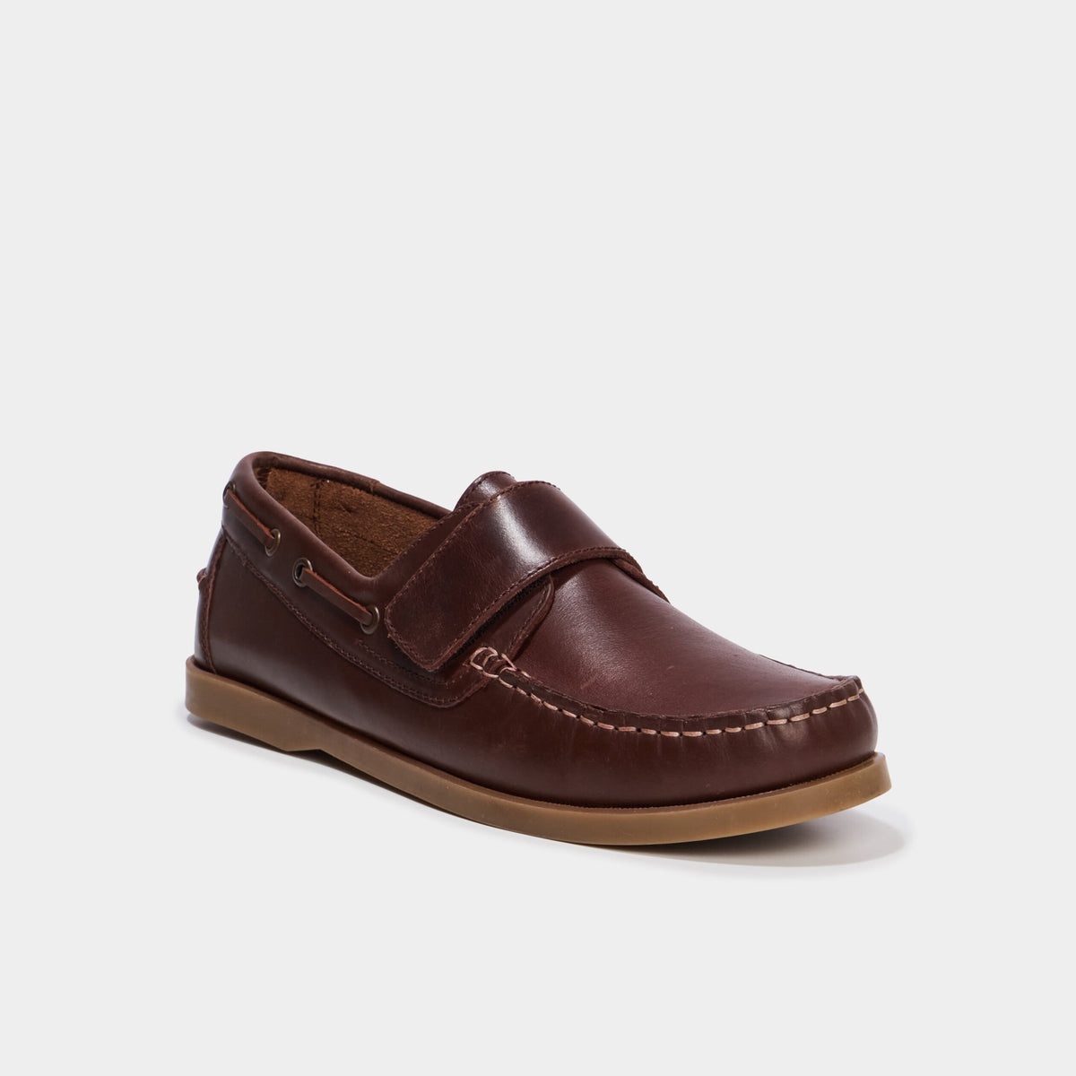 Chaussures bateau en cuir marron clair homme - 1
